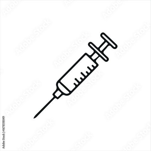 Flat syringe graphic, ideal for medical, hospital, or pharmaceutical design elements