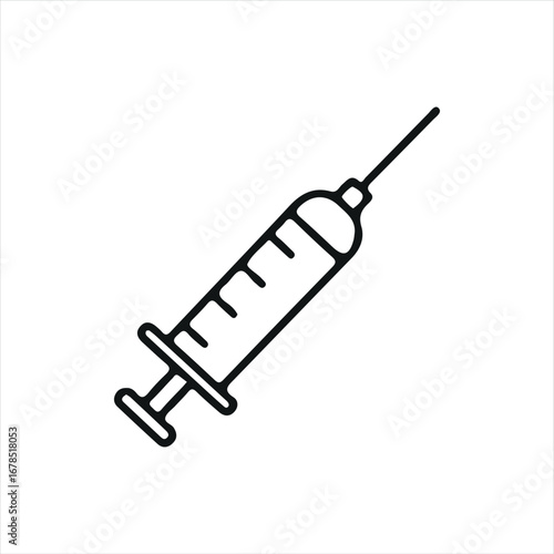 Flat syringe graphic, ideal for medical, hospital, or pharmaceutical design elements