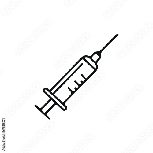 Flat syringe graphic, ideal for medical, hospital, or pharmaceutical design elements