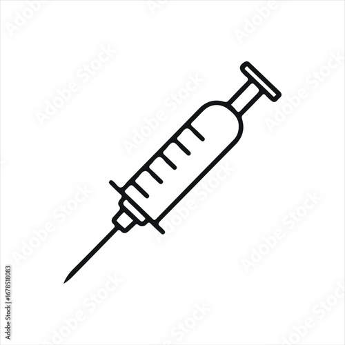 Flat syringe graphic, ideal for medical, hospital, or pharmaceutical design elements