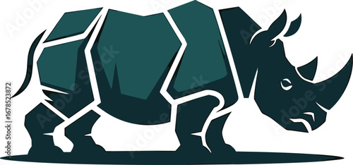 Geometric Rhinoceros Vector Illustration on a Transparent Background