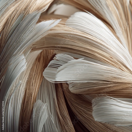 Abstract swirls of light brown and white strands