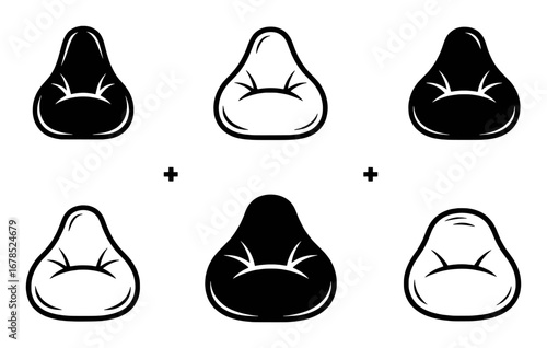 Collection of Black and White Bean Bag Chair Icons