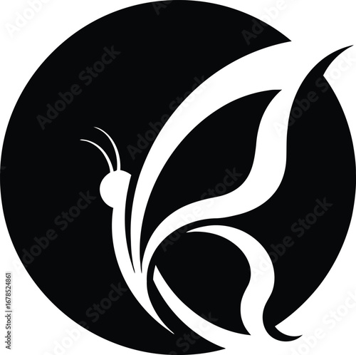 Elegant black and white butterfly logo design