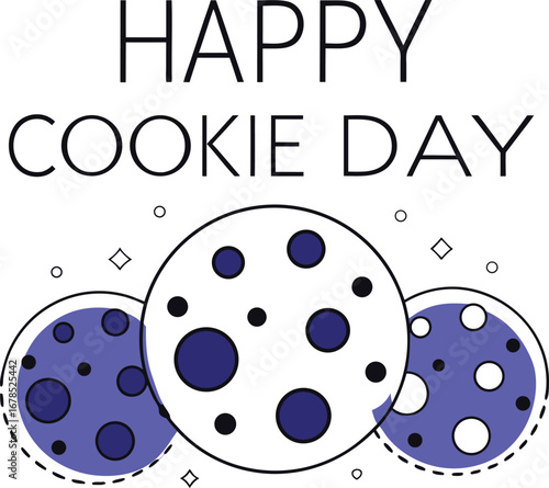 Happy cookie day with cute cartoon cookies for greeting card or banner design for holiday celebration