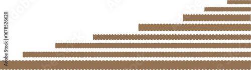 Elegant scalloped border strips ascend in size, perfect for refined design accents.