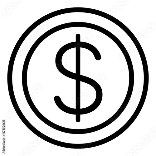 dollar line icon with editable stroke