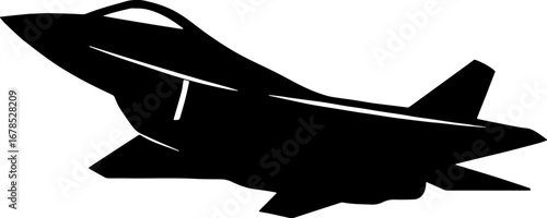 Stealth Jet Silhouette - Advanced Military Aircraft Vector with white background 