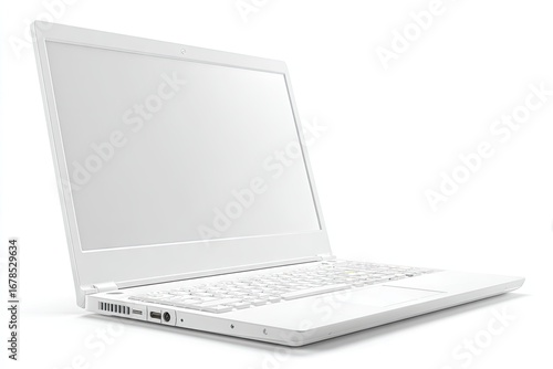 White Laptop Computer with Blank Screen