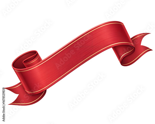 Decorative curved ribbon flowing smoothly, isolated studio background.