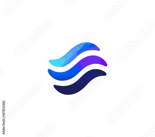 Wallpaper Mural Abstract vibrant blue purple waves graphic design Torontodigital.ca