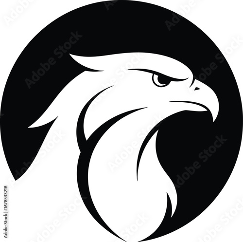 Stylized griffin head silhouette against a dark circle
