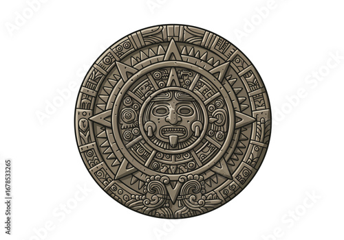 Aztec sun stone carving