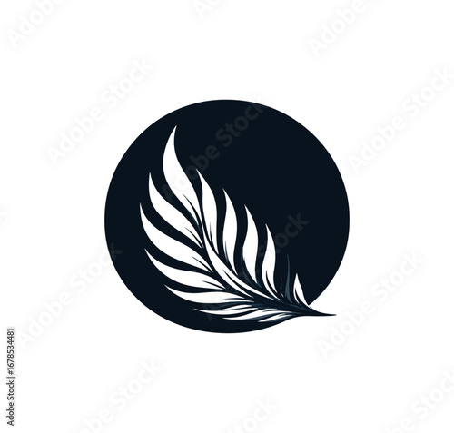 Elegant white leaf design on dark background