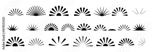 Collection of Stylized Sunburst and Fan Designs