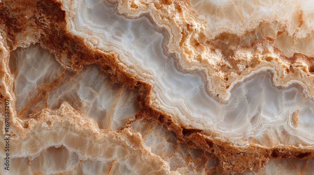 Obraz premium Beige and Brown Onyx Stone Texture Swirling Patterns and Variations