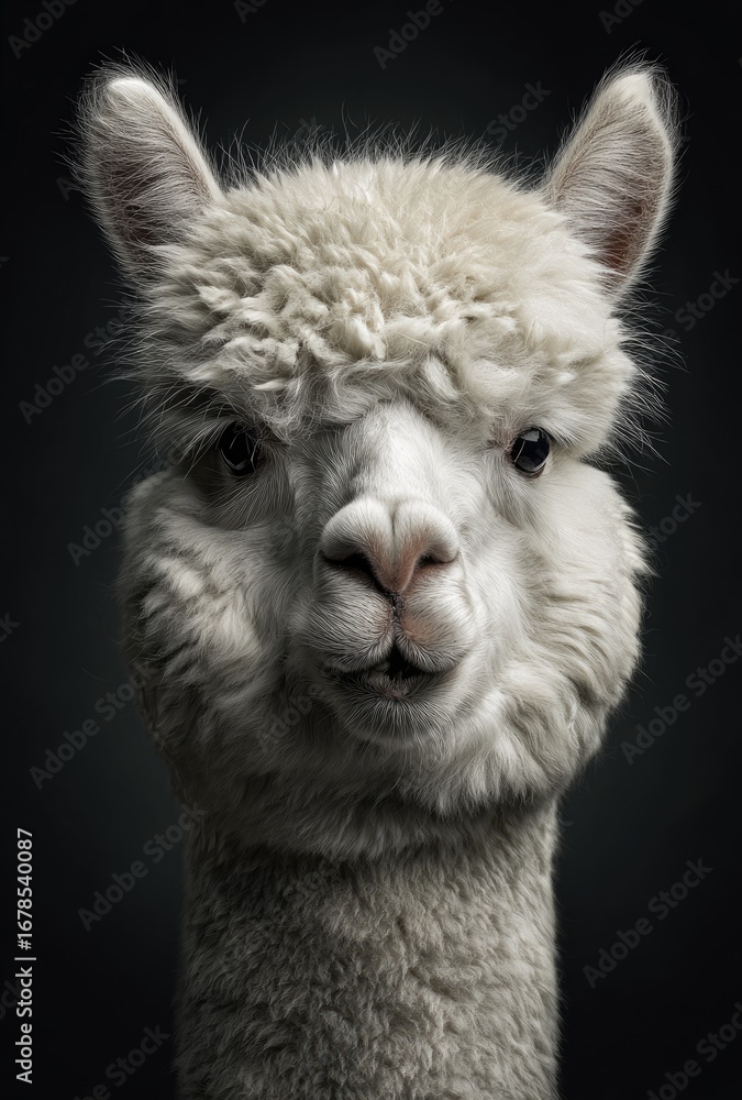 Obraz premium Close-up of a fluffy white alpaca