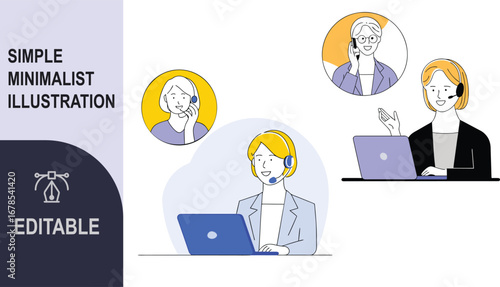 Simple vector illustration material of young woman operator