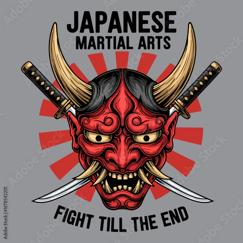 oni mask vector with katana