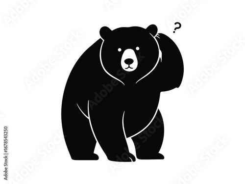 Confused Bear Scratching Head Illustration