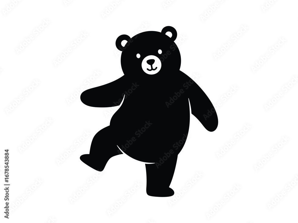 Naklejka premium Playful Bear Character Icon Standing on One Leg
