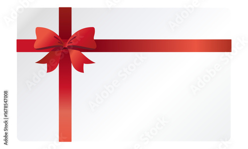 赤色のリボンのついたギフトカードのイラスト