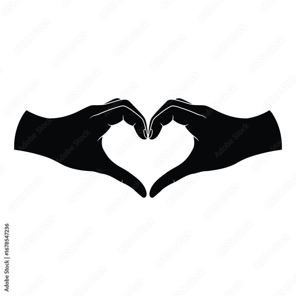 Fototapeta premium Hands Forming Heart Shape Gesture Silhouette Illustration
