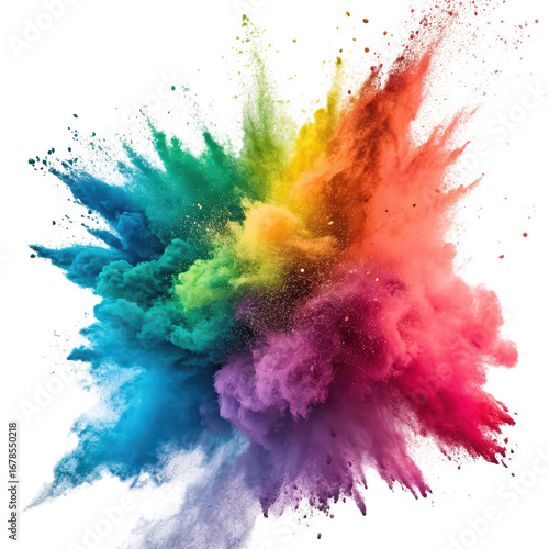 A rainbow explosion of smoke from Holi paint color powder isolated on transparent background colorful vibrant festival celebration burst of colors dynamic artistic display festive imagery