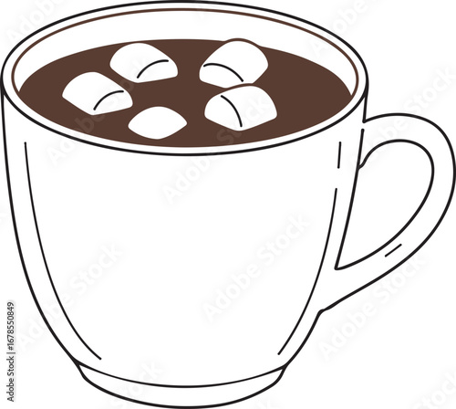 Hot Chocolate in a Mug with Marshmallows on a Transparent Background cocoa drink