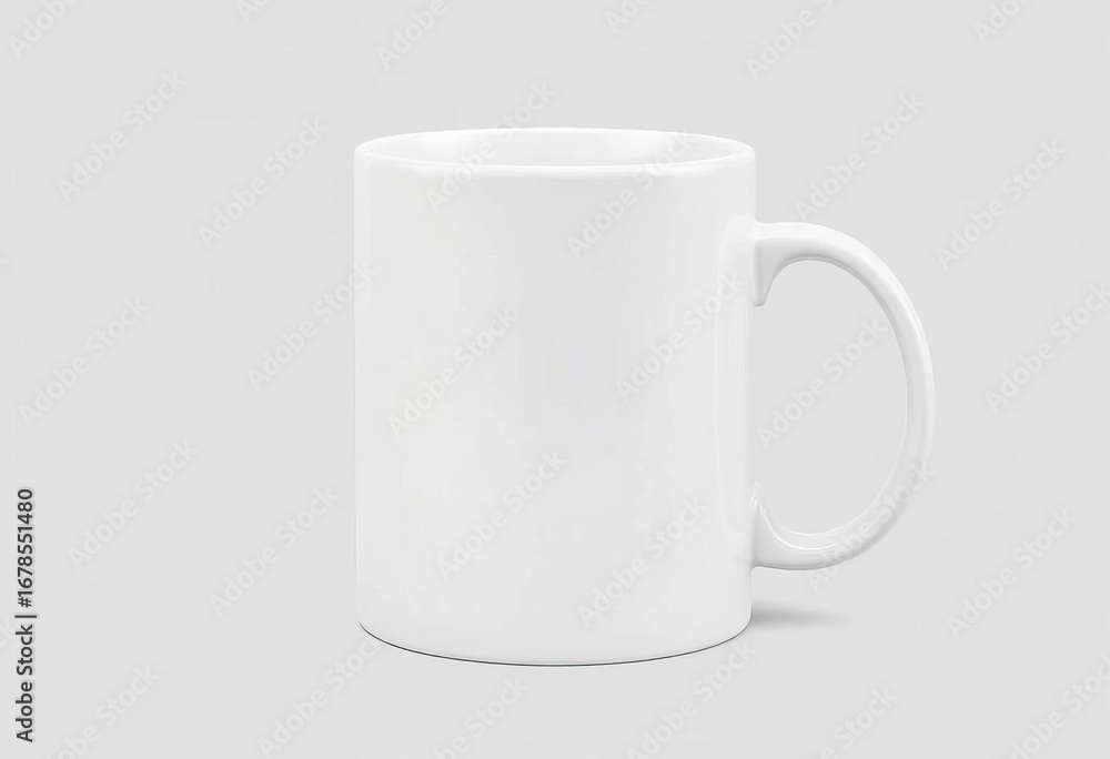 Obraz premium Classic white mug mockup, isolated grey background, ready for design, product photography, design
