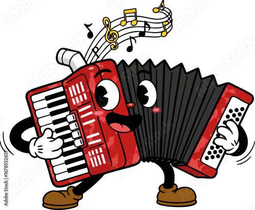 A Cheerful Accordion Stretching and Playing