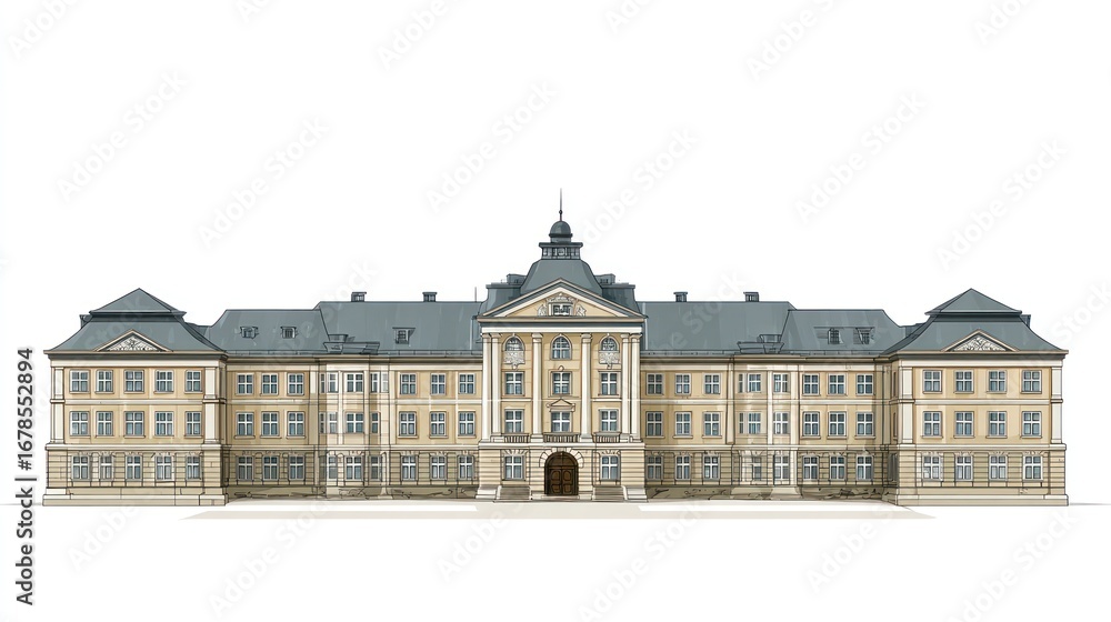 Obraz premium Beige classical building front view