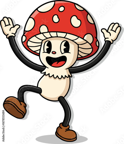 A Happy Mushroom Doing a Little Dance
