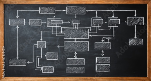 Flowchart drawn on a chalkboard