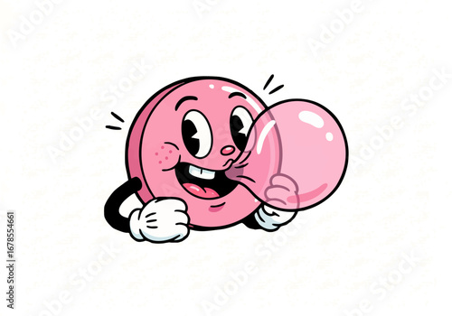 A Piece of Bubble Gum Blowing a Bubble