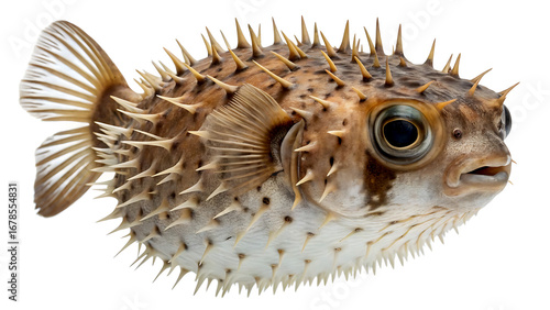 porcupinefish fish on isolated transparent background