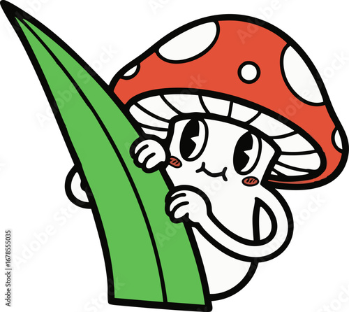 A Shy Mushroom Peeking from Behind Grass