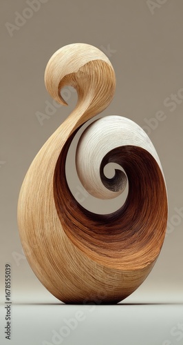 Abstract wood carving, flowing forms