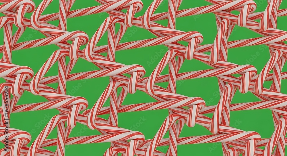 Obraz premium Candy Cane Pattern on Green Background