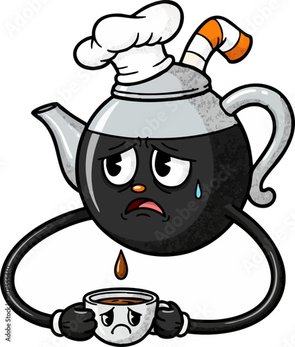 A Tired Coffee Pot Pouring its Last Drop