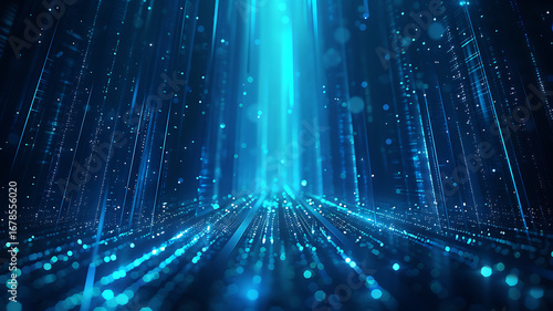 Abstract Blue Digital Data Stream, Futuristic Background
