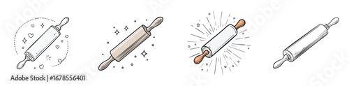 Rolling pin vector illustration featuring a cute cartoon mix of elements in a playful and colorful style.