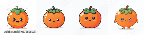 Persimmon vector bundle of adorable cartoon characters combined into a fun and creative set.