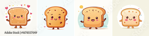 Soda Bread vector set of cute cartoon-style characters with arms, legs, and expressive faces.