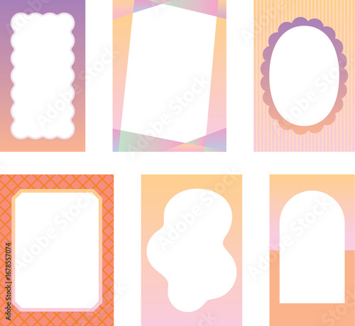 グラデーションカラーのおしゃれフレームセット（縦型6種）
