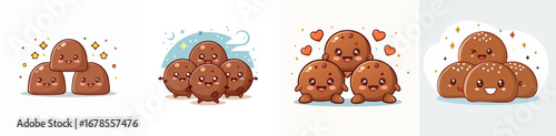 Chocolate Truffles vector bundle of adorable cartoon characters combined into a fun and creative set.