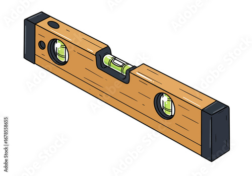 Precise wooden spirit level tool ensures perfect alignment for any construction project, showing bubble accuracy.