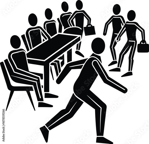 Running late to a meeting with colleagues or escaping the office