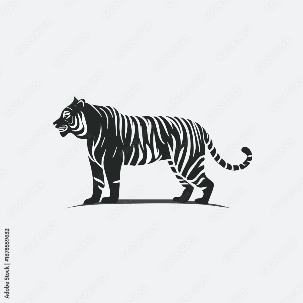 Fototapeta premium Tiger vector icon illustration with simple shapes and elegant lines.