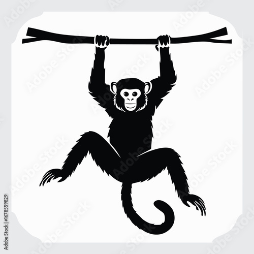 Gibbon vector icon illustration with simple shapes and elegant lines.